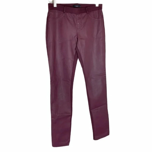 TART size 2 maroon faux leather front leggings‎ pants - Picture 1 of 6